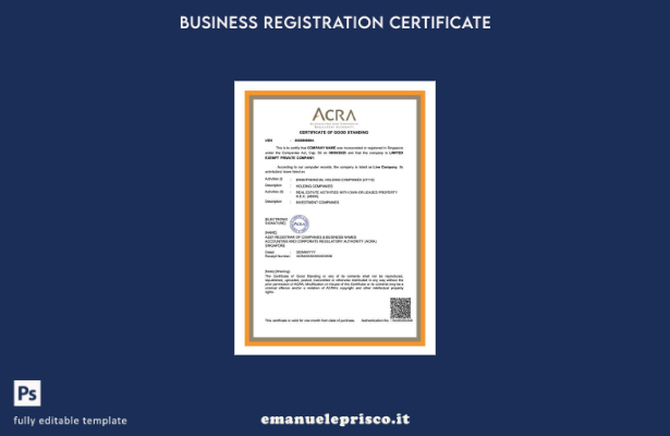 certificato di buona reputazione di Singapore in stile verificato Modello Word e